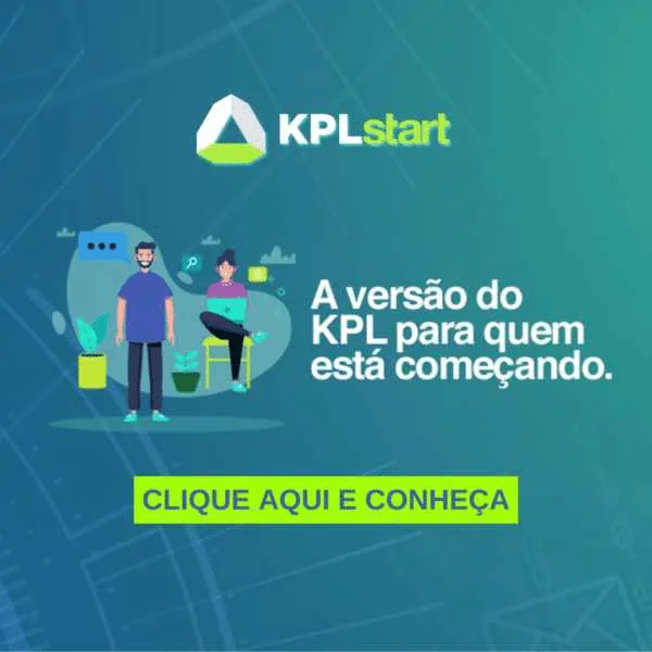 Anúncio do KPL Start, solução da ONCLICK para empreendedores que estão começando no e-commerce. A imagem mostra o logotipo do KPL Start, duas personagens em um ambiente digital e o texto "A versão do KPL para quem está começando", com um botão "CLIQUE AQUI E CONHEÇA". O design em tons de verde e azul transmite profissionalismo e inovação.
